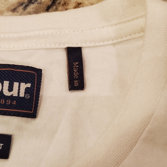 Barbour White Blue Stripe Cotton T-Shirt Small - Picture 7 of 8